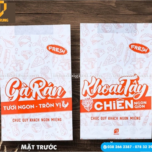 Túi giấy đựng gà rán In thương hiệu theo yêu cầu