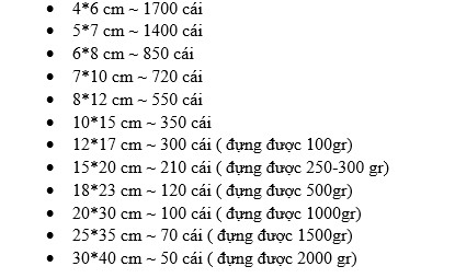 kích thước túi ziplock chỉ đỏ 
