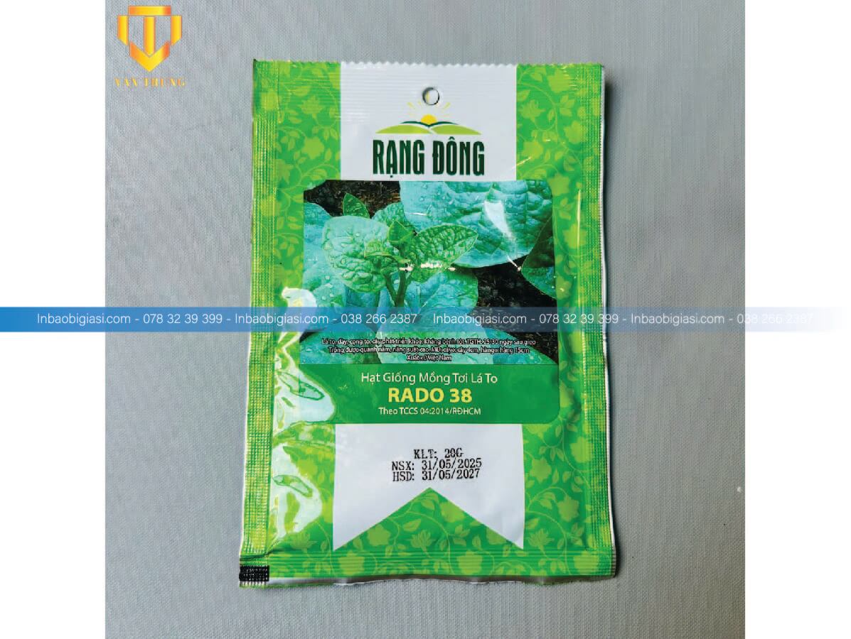 Bao bì hạt giống lá mồng tơi