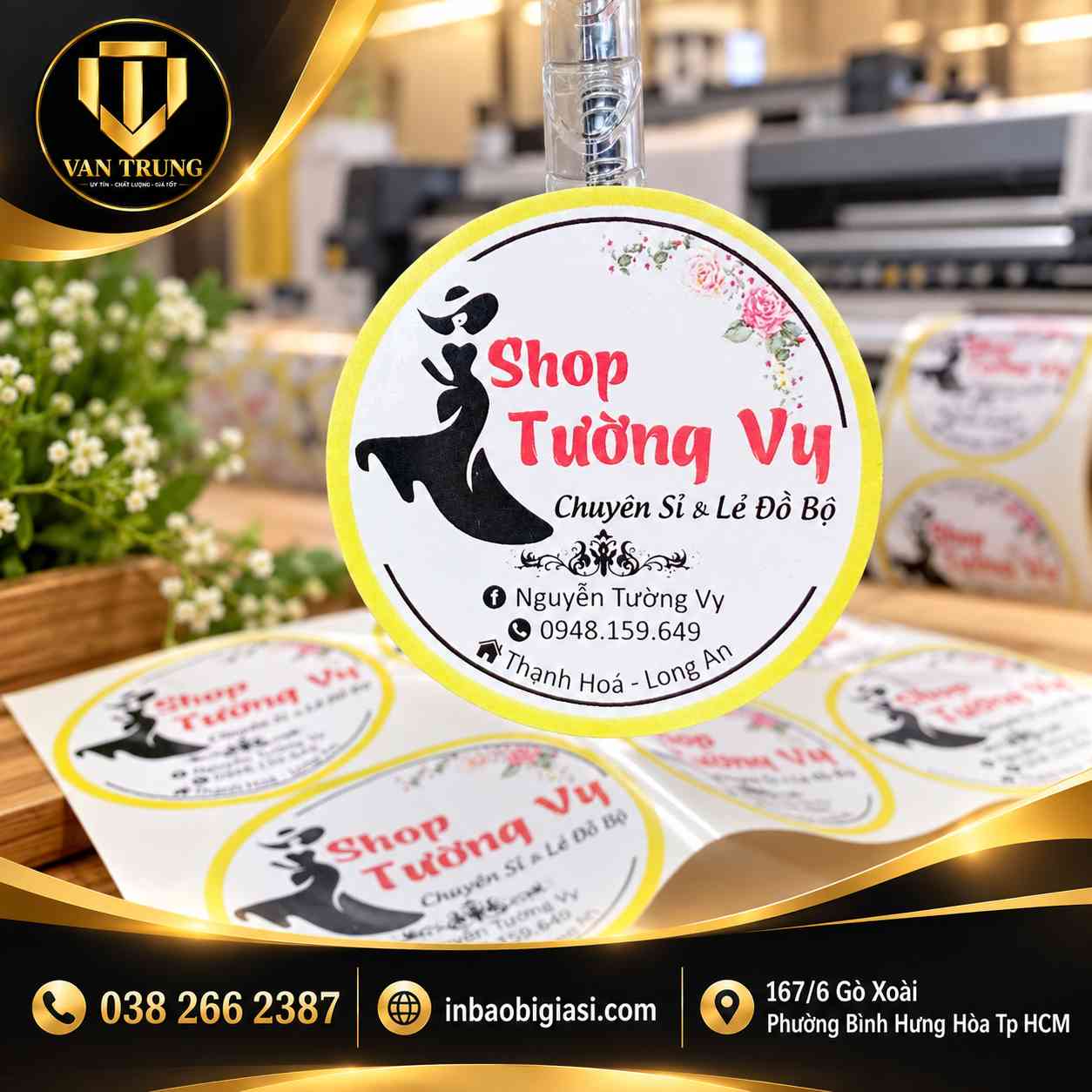 In tem decal dán cho shop tường vy
