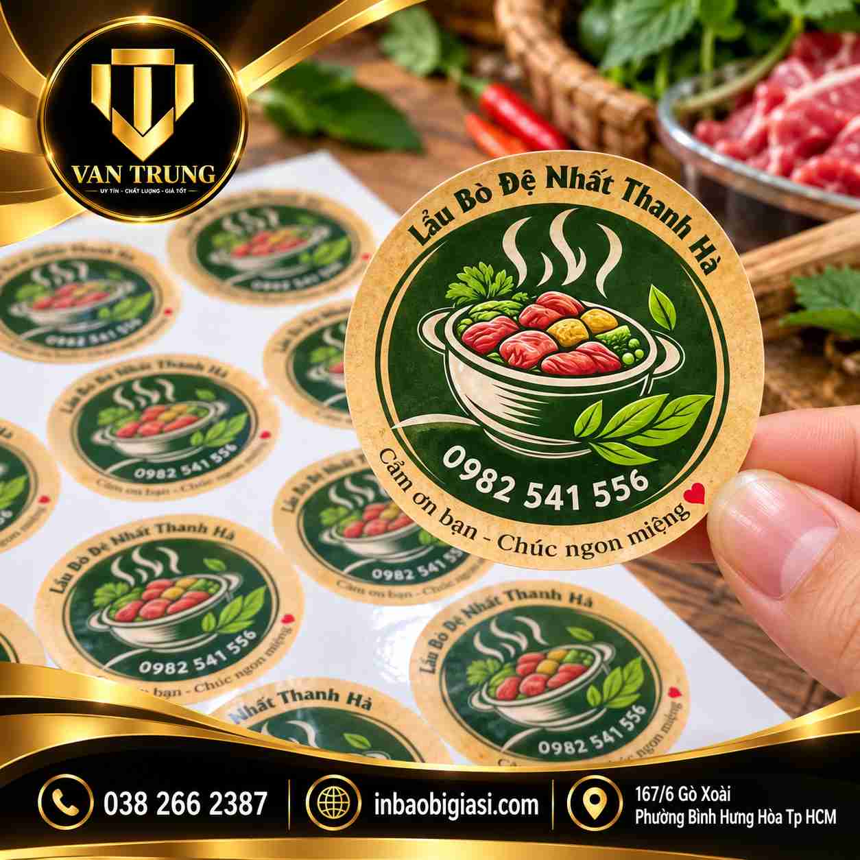 In tem giấy cho lẫu bò đệ nhất