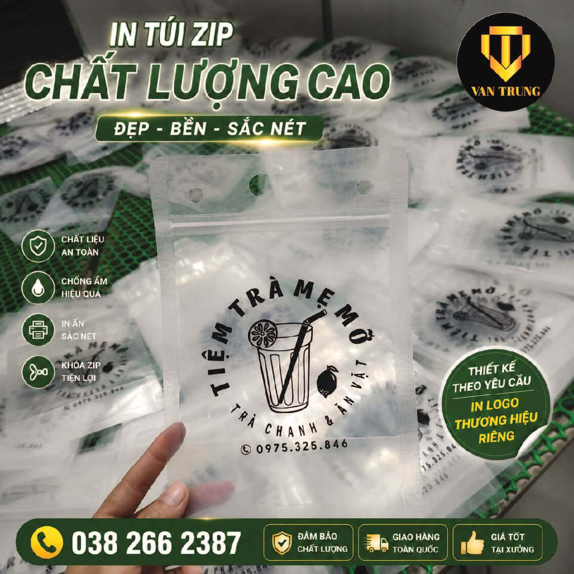 In túi zip đựng trà sữa