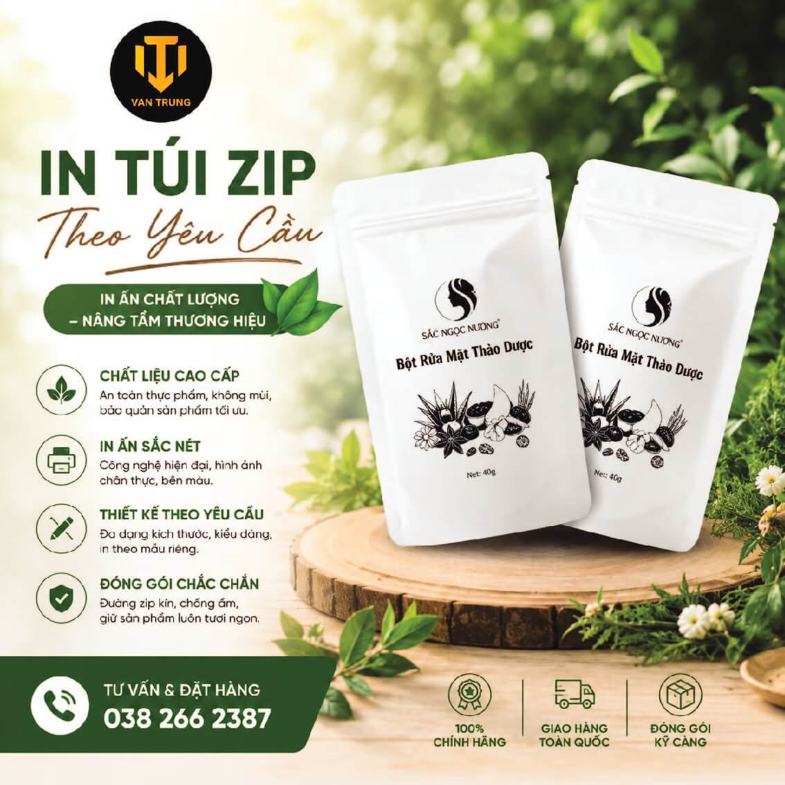 In túi zipper sữa
