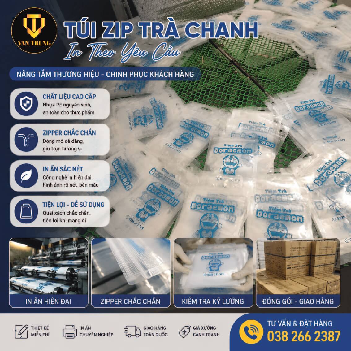 In túi zip đựng trà chanh