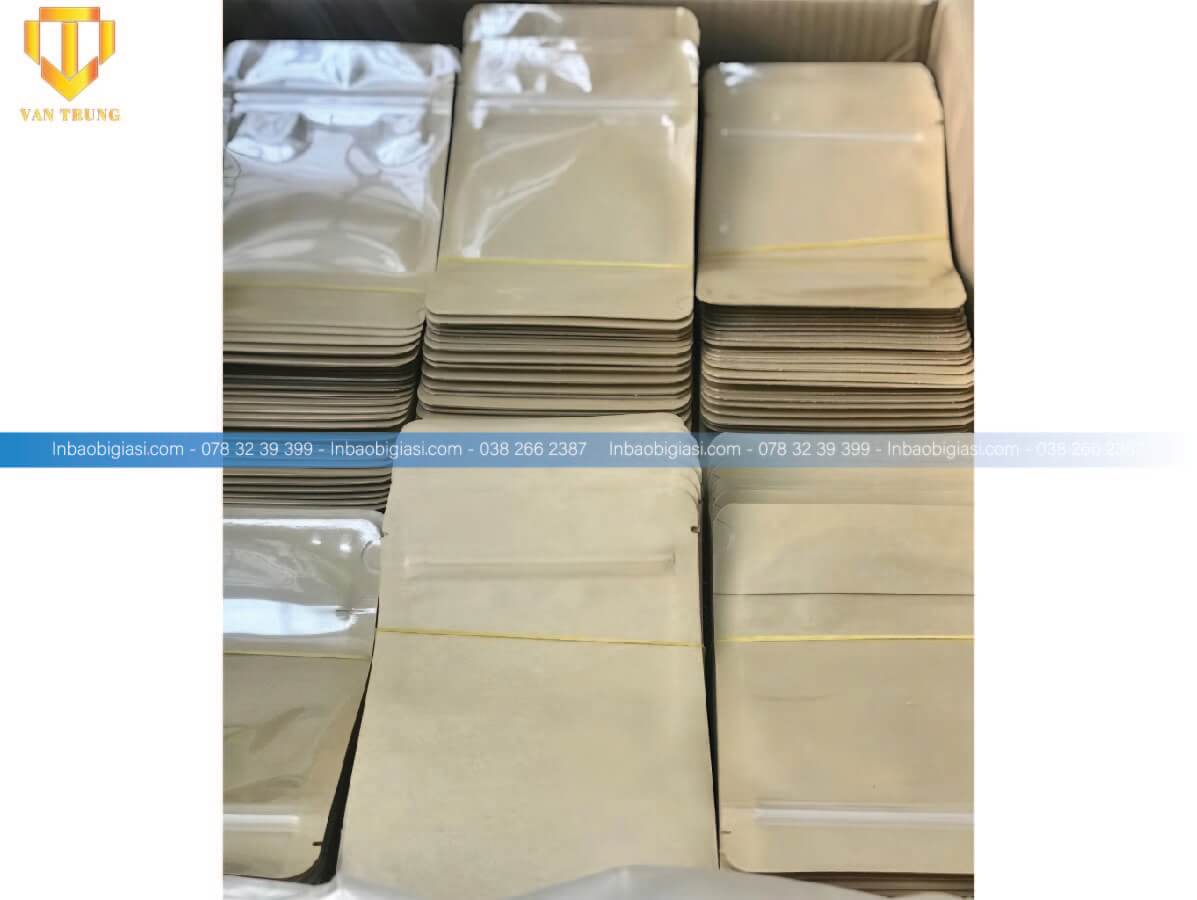 Túi giấy zip kraft đựng khô gà