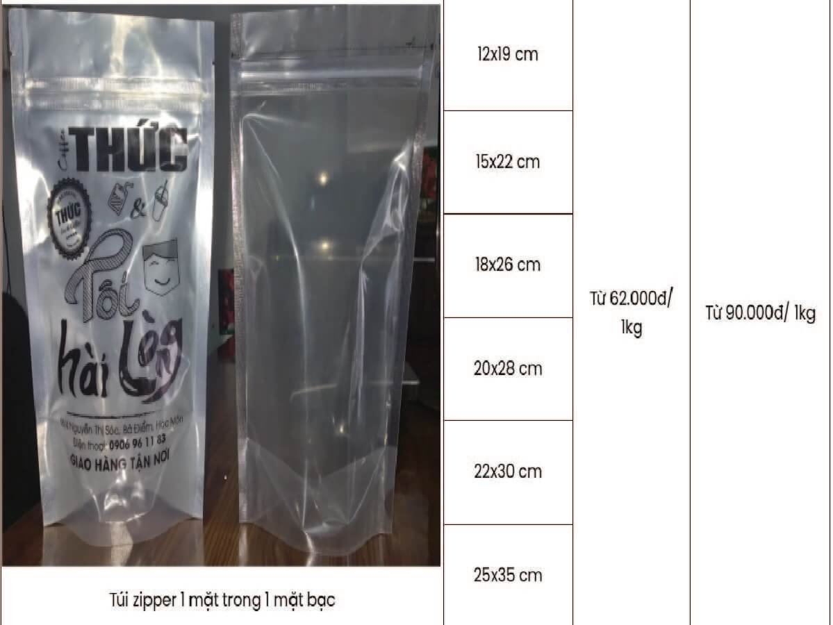 Túi zipper bạc