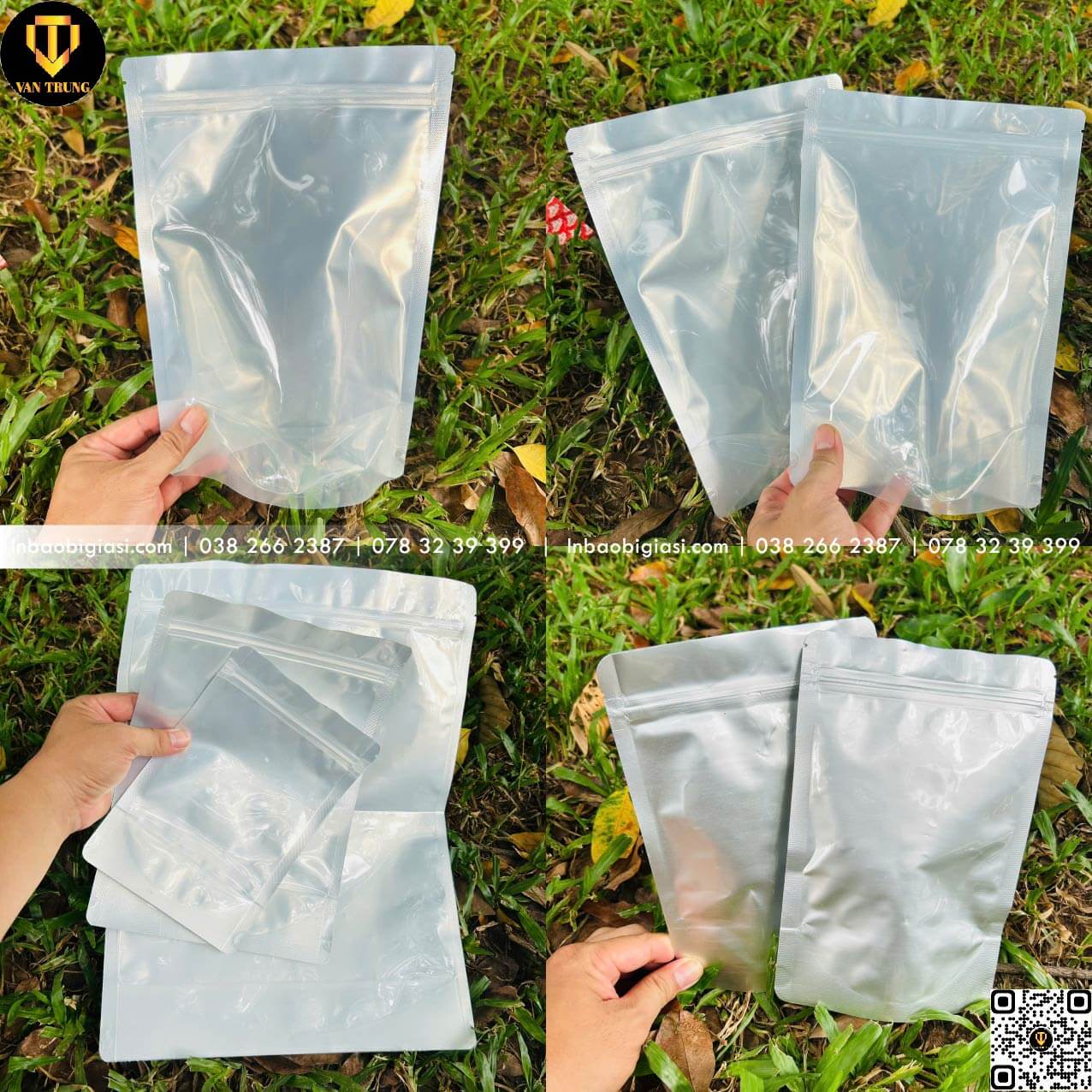 Túi zipper 1 mặt trong 1 mặt bạc