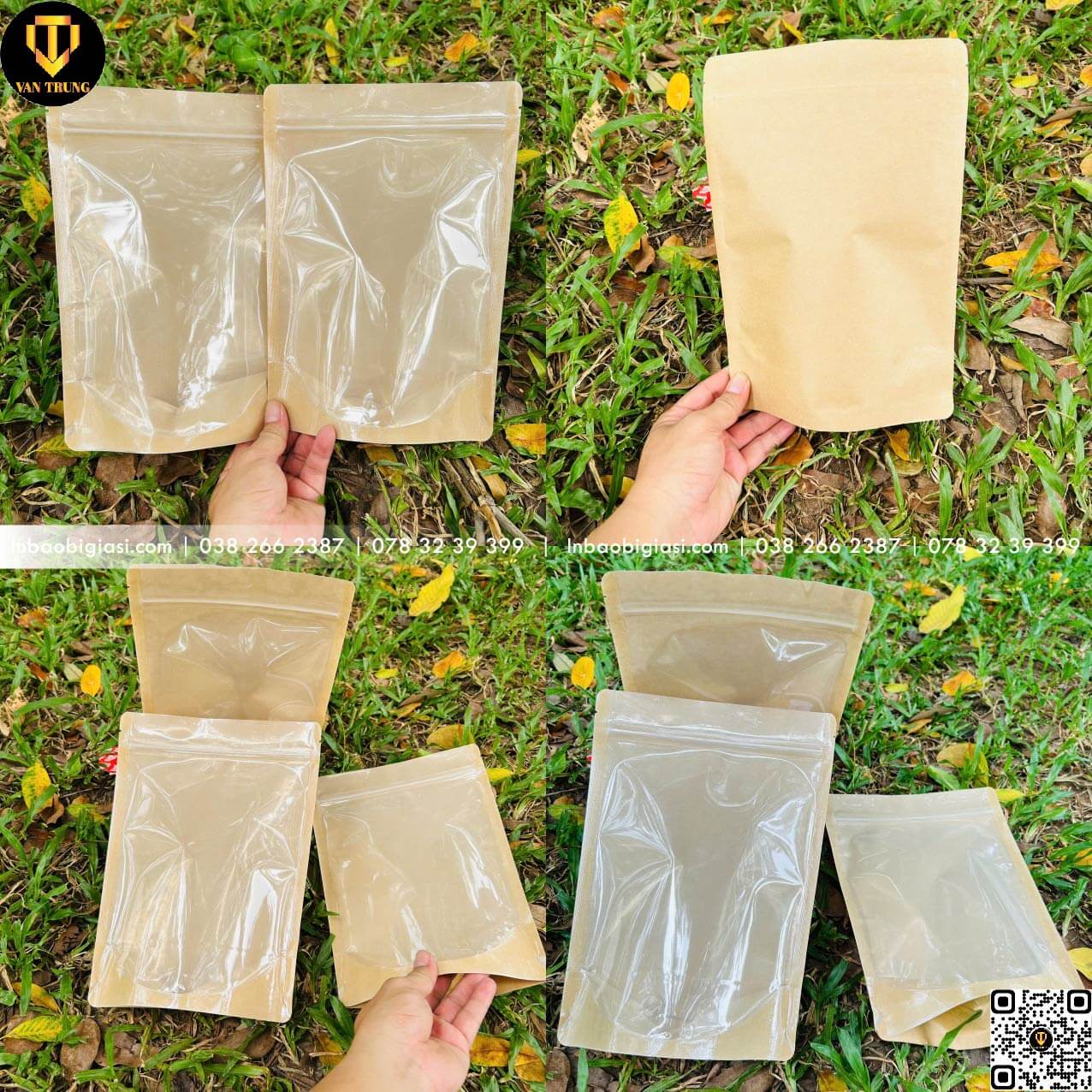 Túi zipper 1 mặt trong 1 mặt giấy