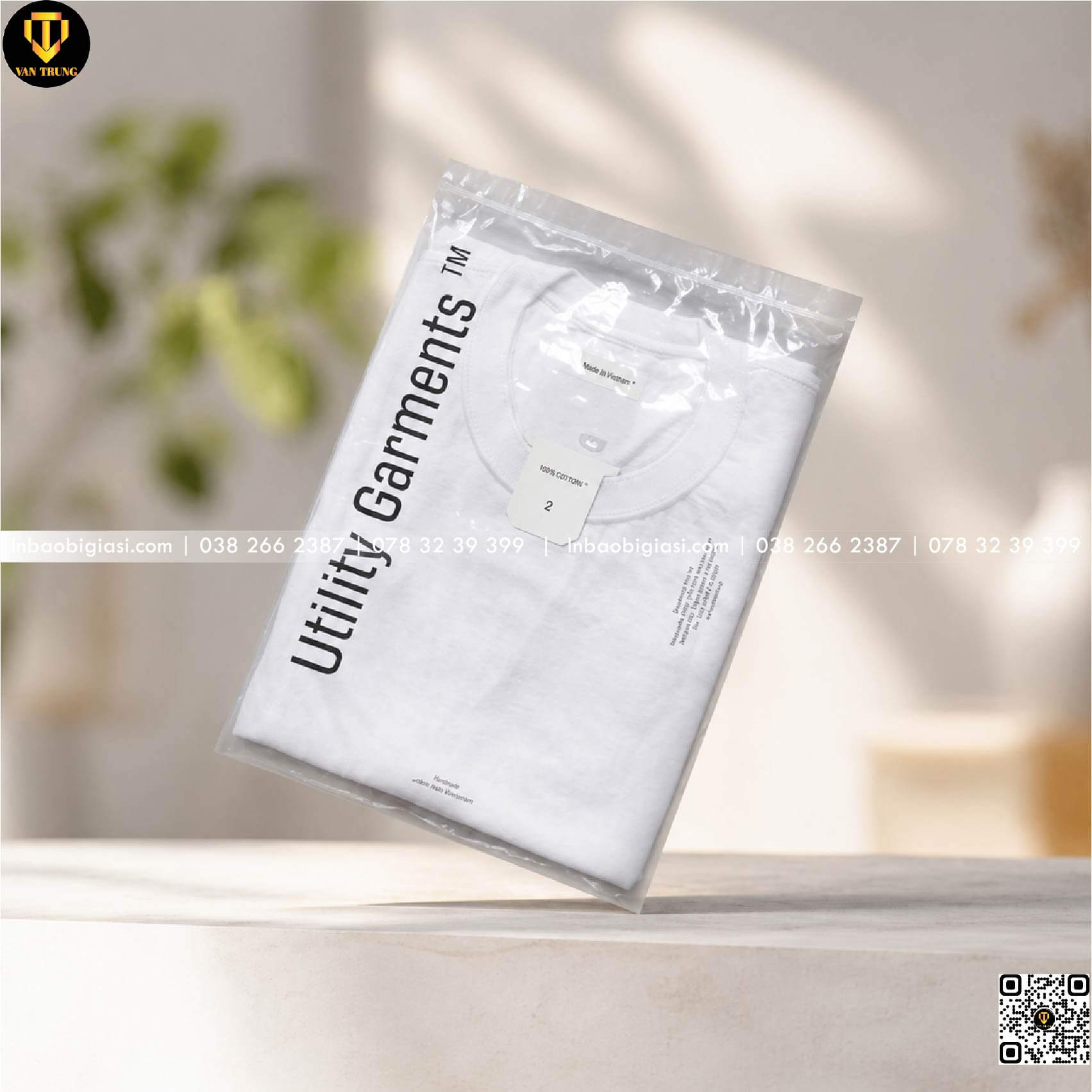 Túi zip đựng quần áo có in logo thương hiệu