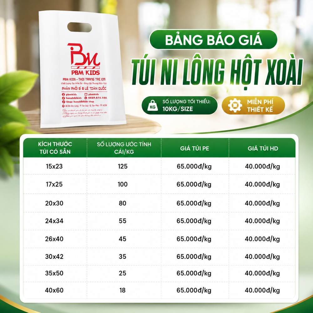 Gía in túi hột xoài