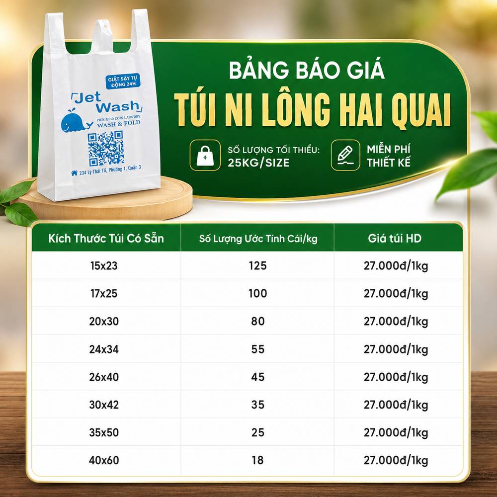 bảng giá in túi 2 quai siêu thị