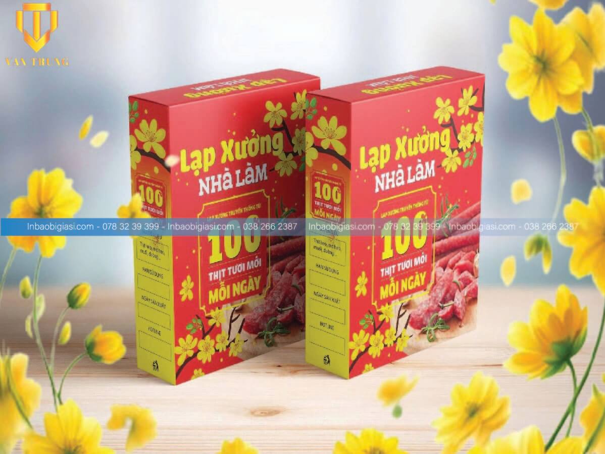 Bao bì giấy đựng lạp xưởng tết