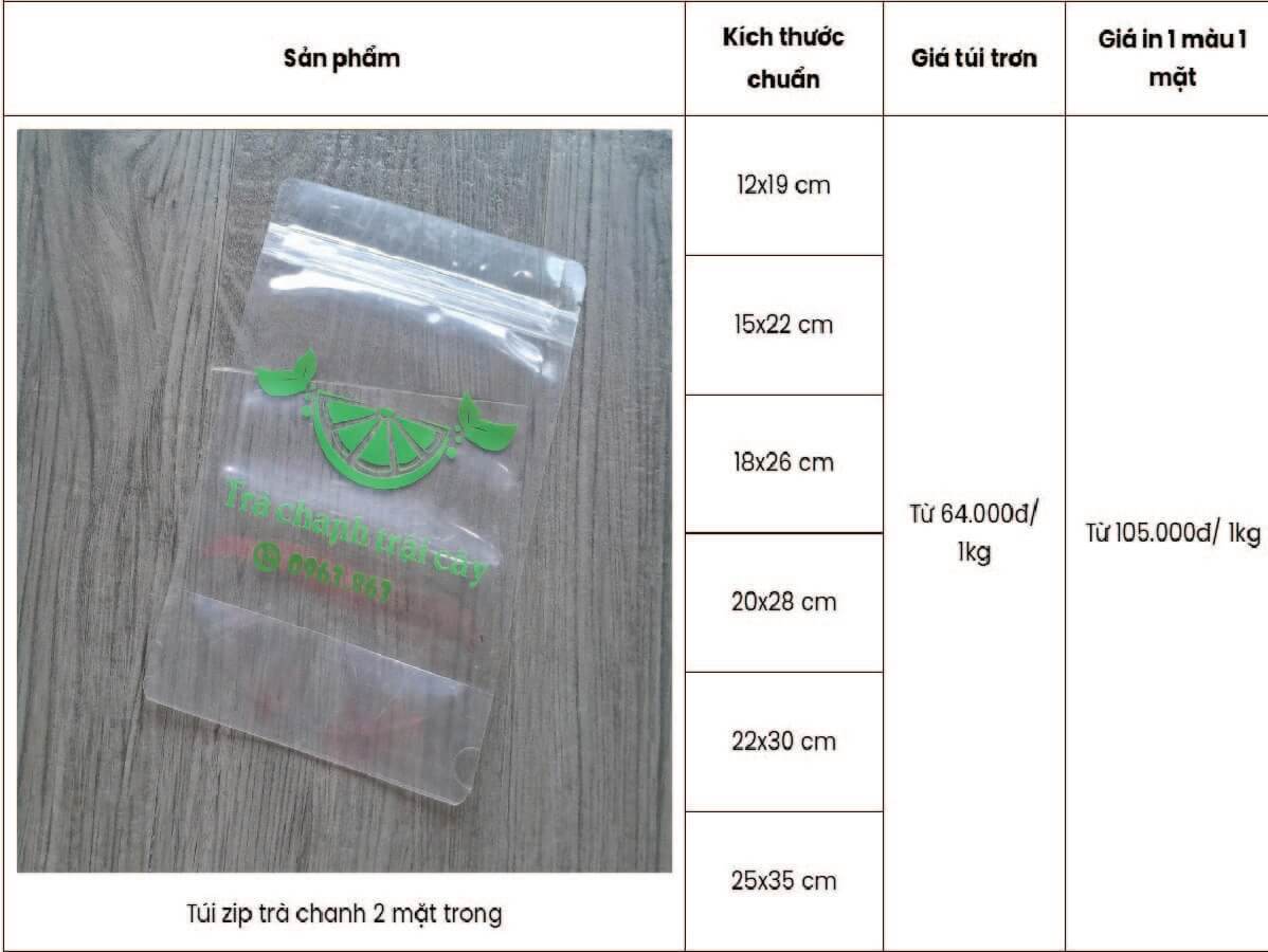 Gía túi zip đựng trà chanh