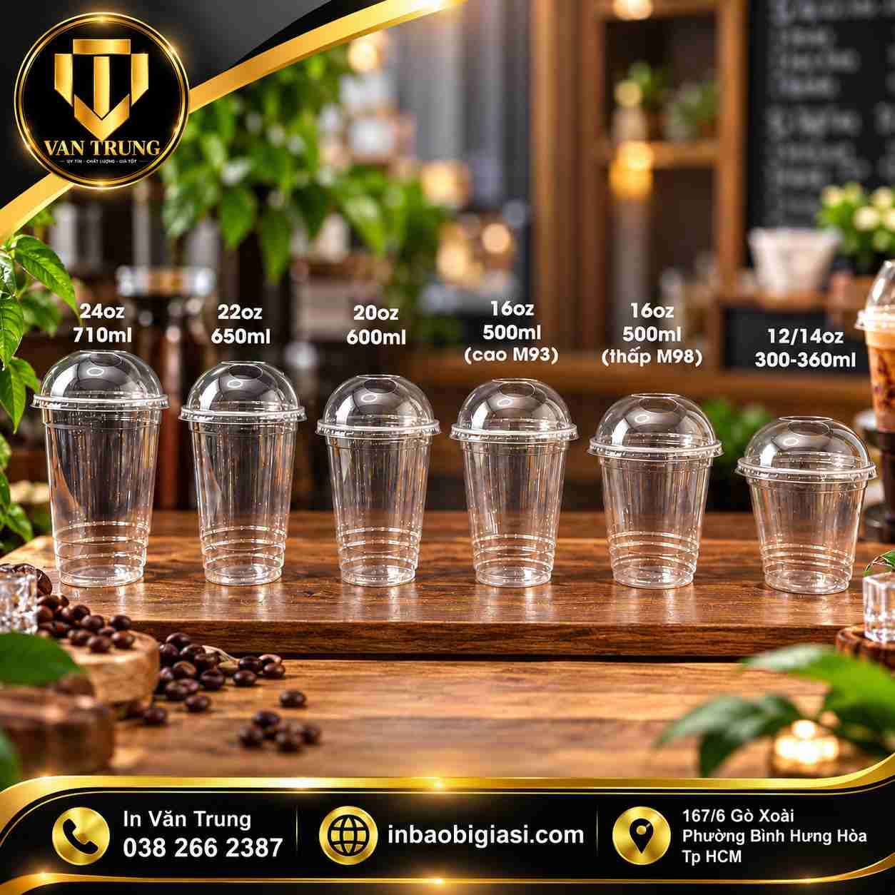 Các size ly nhựa có sẵn hiện nay