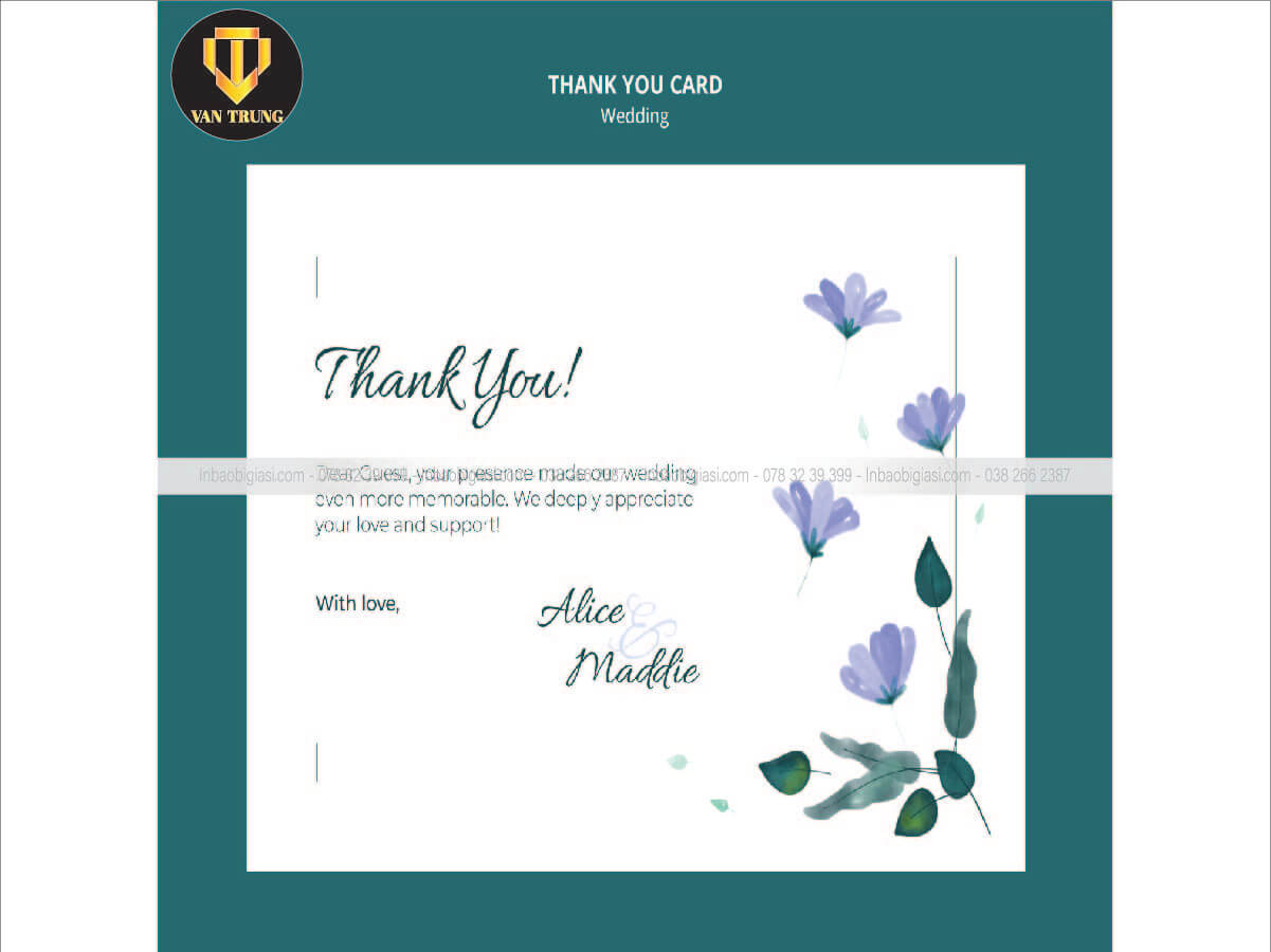 In thiệp cảm ơn theo yêu cầu
