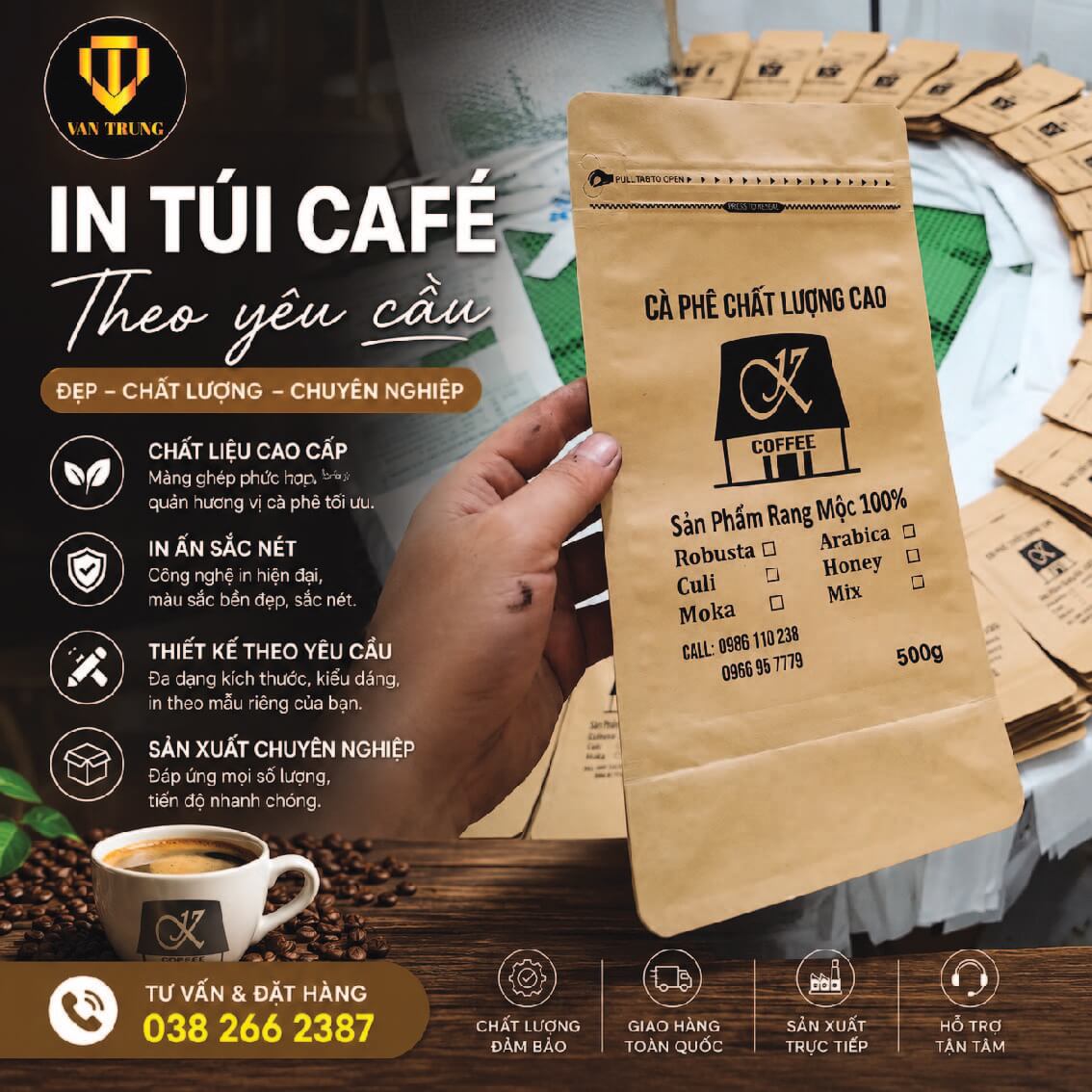 In túi zip đựng cà phê