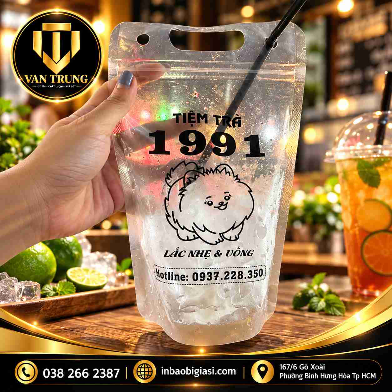 In túi zip đựng trà sữa Văn Trung