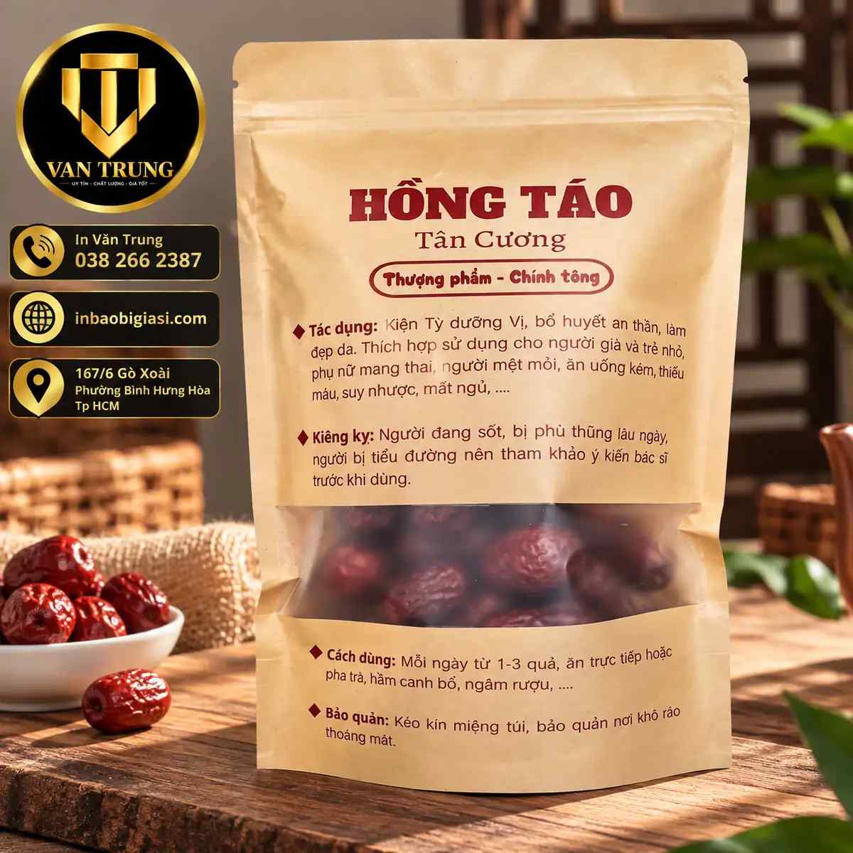 In túi zip đựng trái cây sấy khô