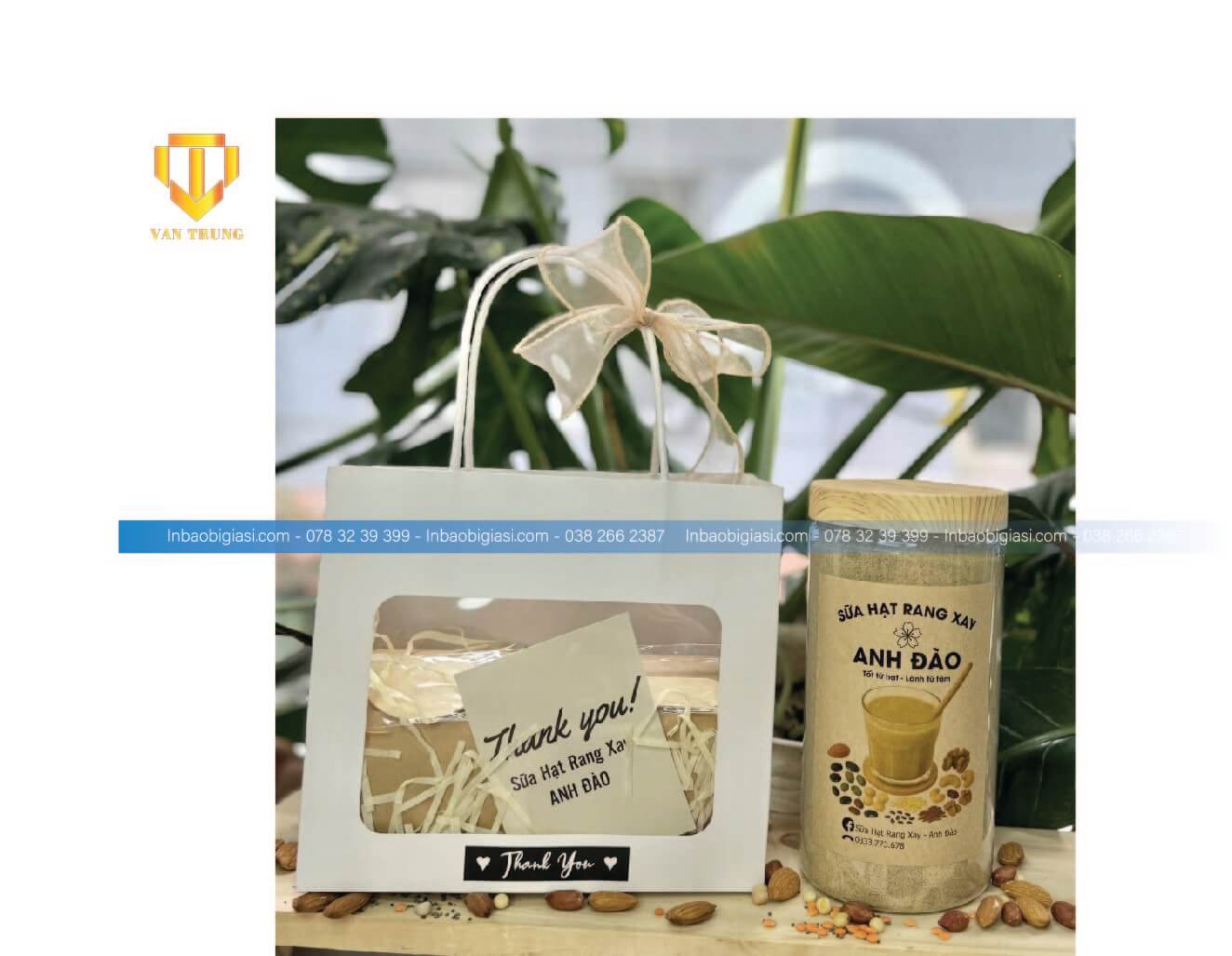 Túi giấy đựng hạt có in thương hiệu