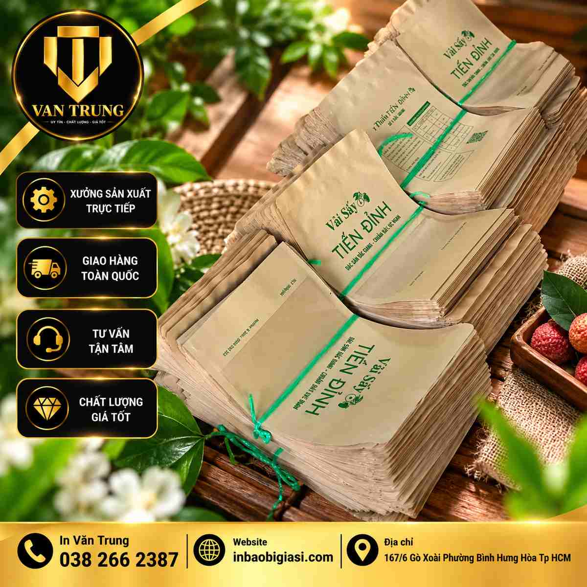 In túi zip kraft đựng cà phê