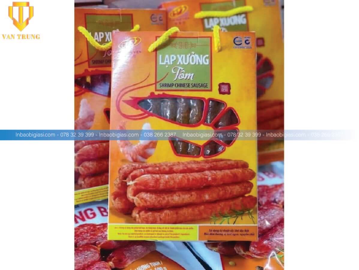 In túi giấy đựng lạp xưởng đẹp nhiều màu sắc