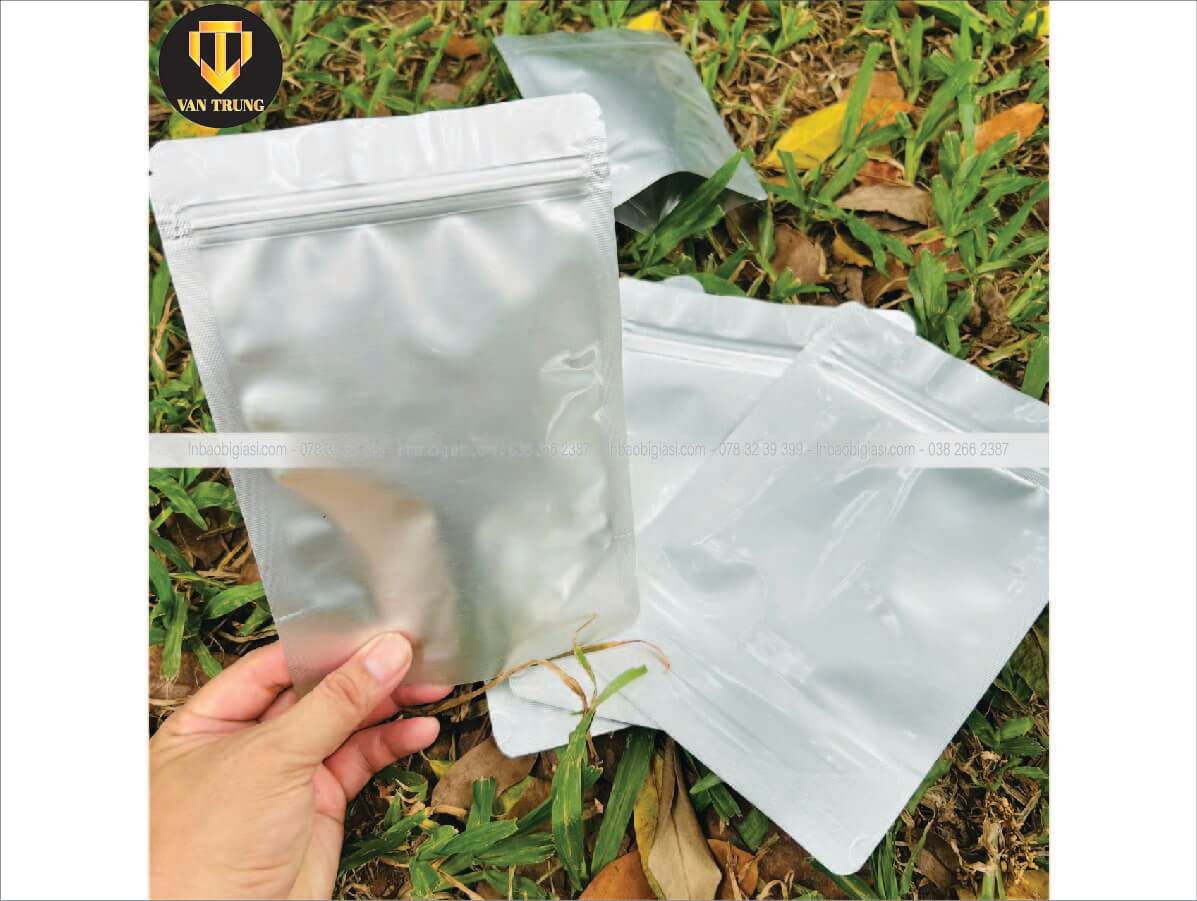 Túi zip bạc đựng thực phẩm đáy đứng