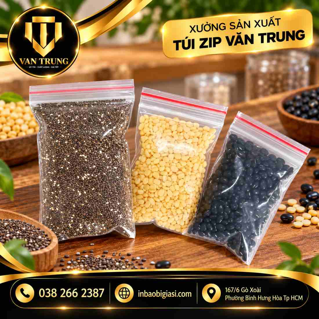 Túi zip nhỏ đựng hạt đậu