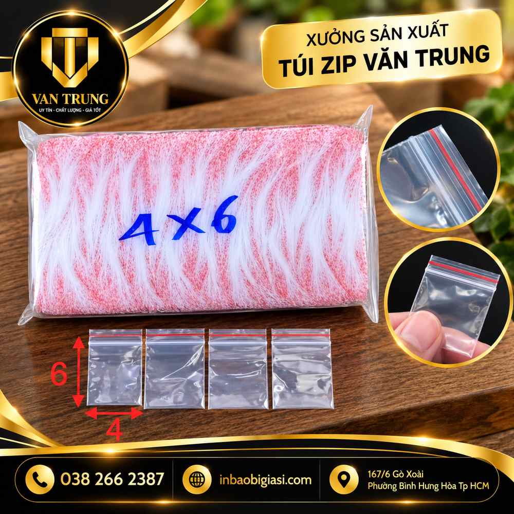 Túi zipper kích thước 4x6