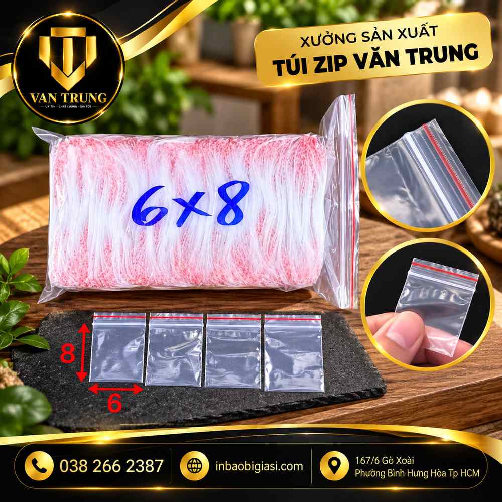 Túi zip nhỏ kích thước 6x8
