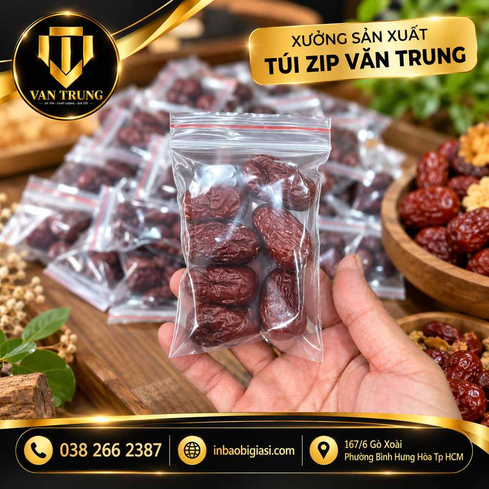 Túi zip chỉ đỏ nhỏ