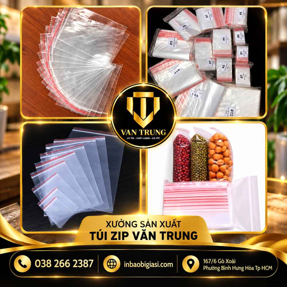 Túi zip chỉ đỏ nhỏ