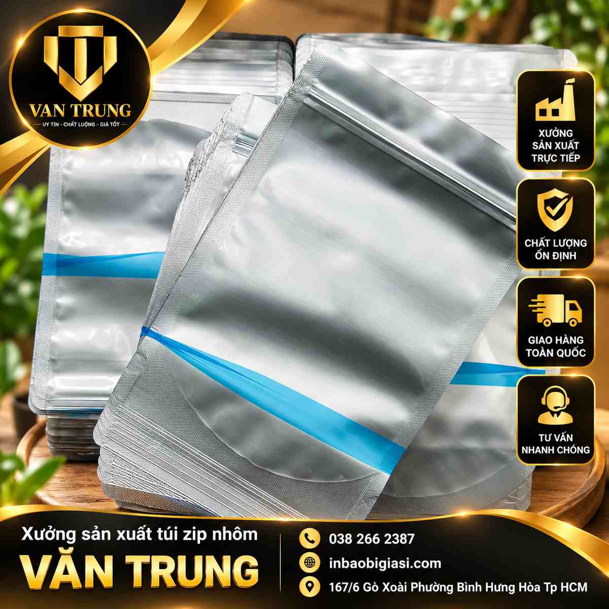 Túi zip bạc Văn Trung