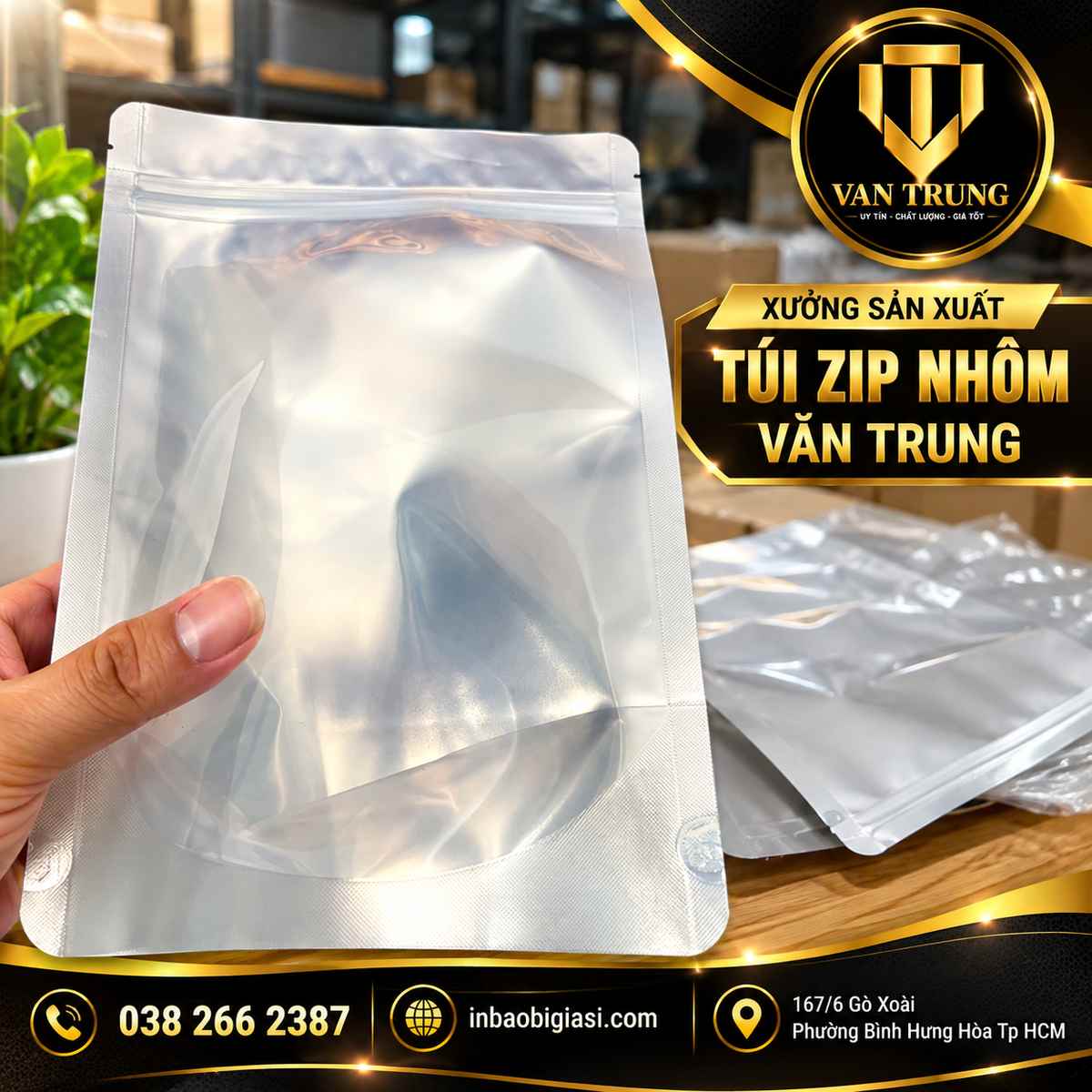 Túi zip nhôm một mặt trong một mặt bạc