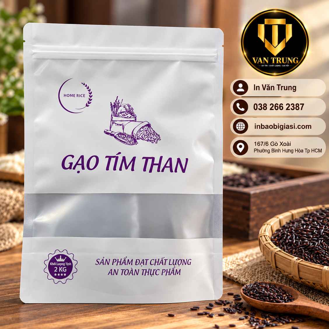 In túi zip đựng gạo