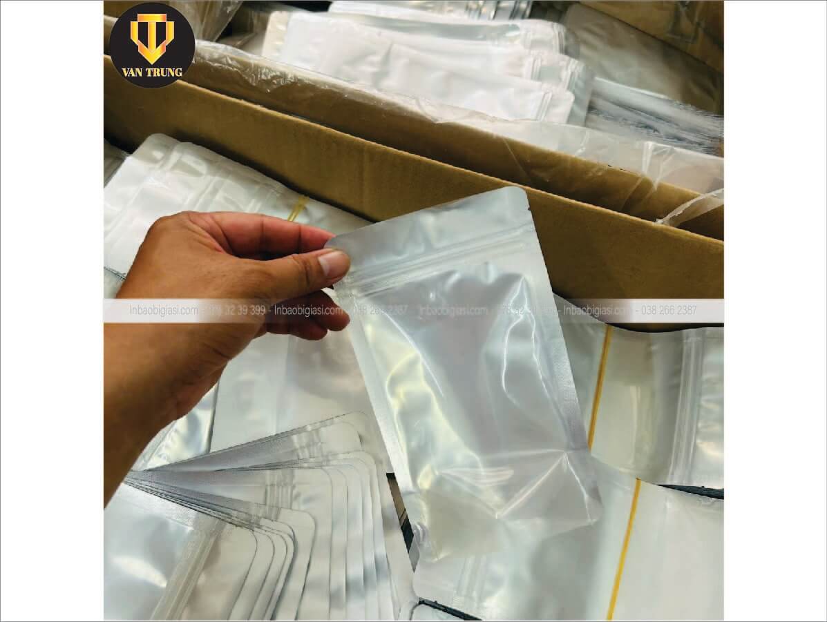 Túi zipper 1 mặt bạc