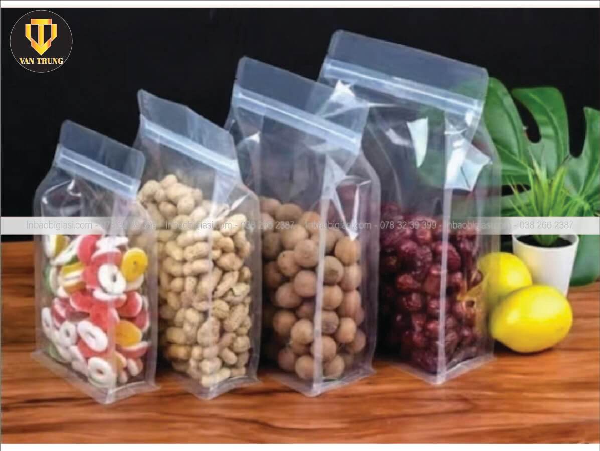 Túi zipper đựng thực phẩm 8 cạnh trong suốt
