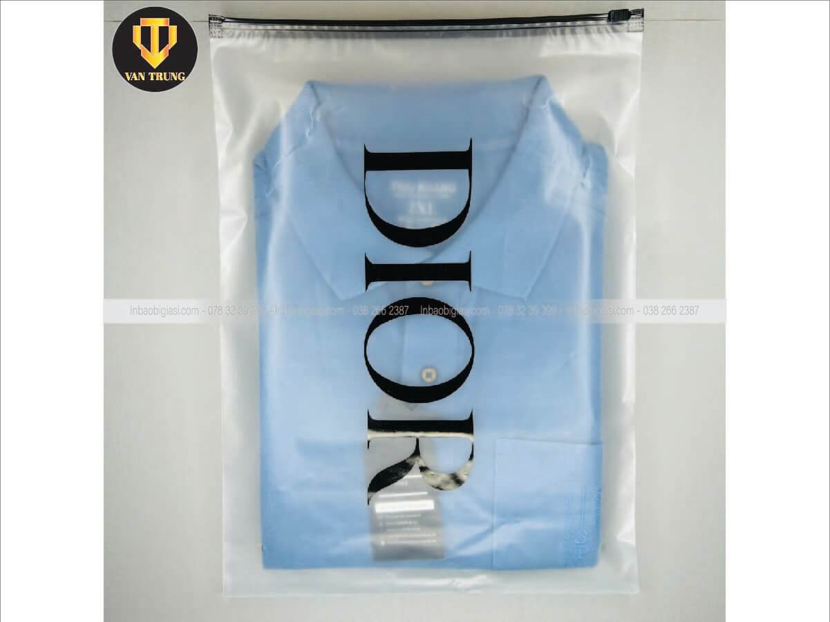 In túi zipper kéo dọc đựng quần áo