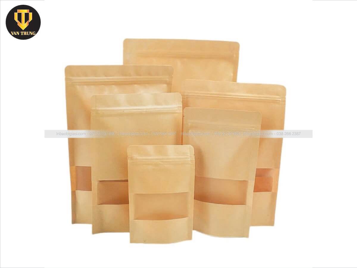 Túi zipper kraft 1 mặt trong