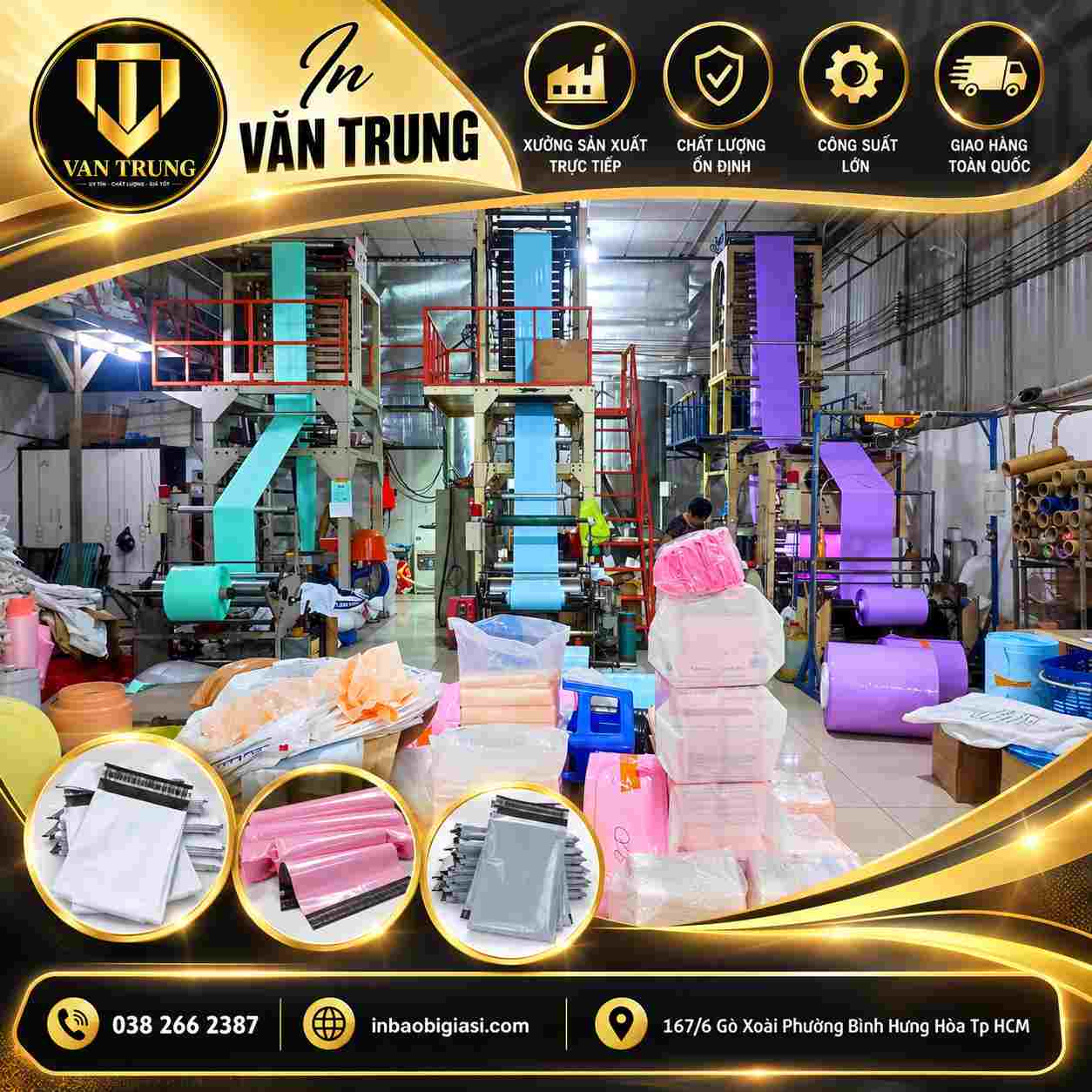 Xưởng sản xuất túi gói hàng niêm phong Văn Trung